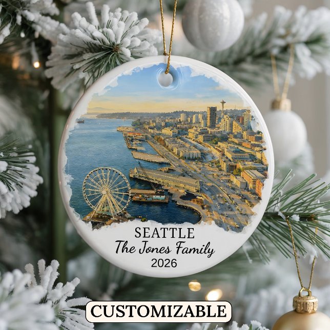 Personalized Seattle Ornament, Custom Washington Ceramic Ornament (Creator Uploaded)