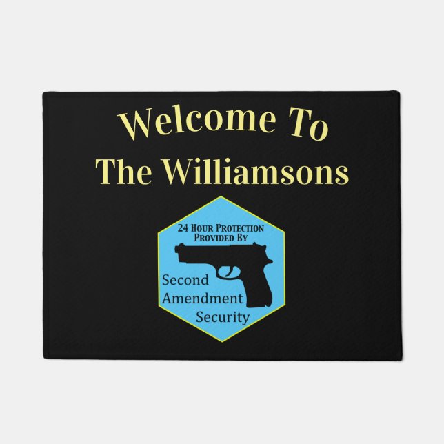 Personalized Second Amendment Security Doormat (Front)