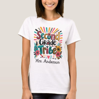 Personalized Second Grade Teacher Colourful Shirt