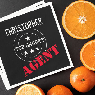 Personalized Secret Agent Kids Birthday Party Napkin