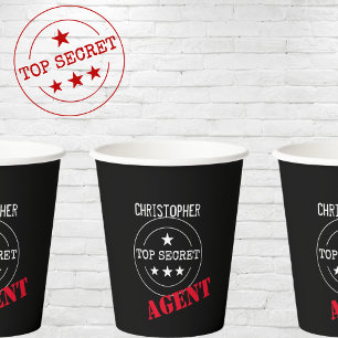 Personalized Secret Agent Kids Paper Cups