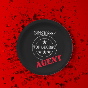 Personalized Secret Agent Kids Paper Plate