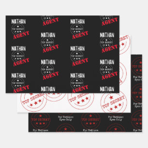 Personalized Secret Agent / Spy Top Secret Wrapping Paper Sheet