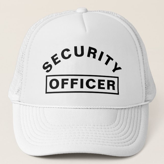 Personalized SECURITY OFFICER Text Statement White Trucker Hat (Front)