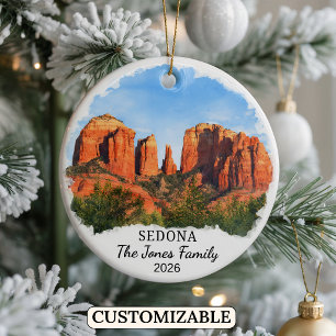 Personalized Sedona Ornament, Custom Arizona Ceramic Ornament
