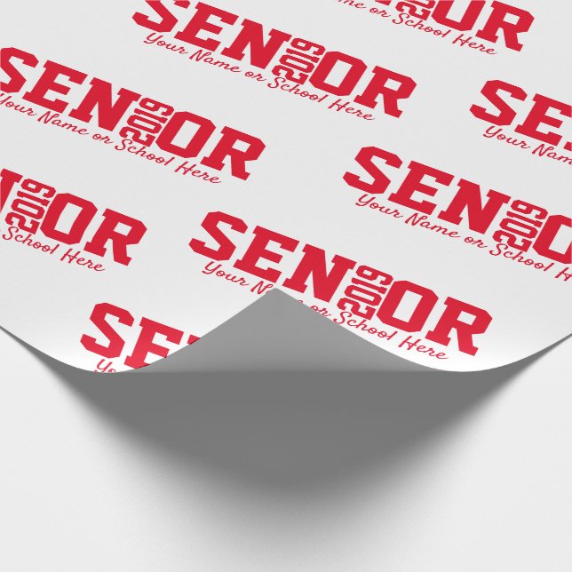 Personalized Senior Block Letter Class of 2019 Red Wrapping Paper (Corner)
