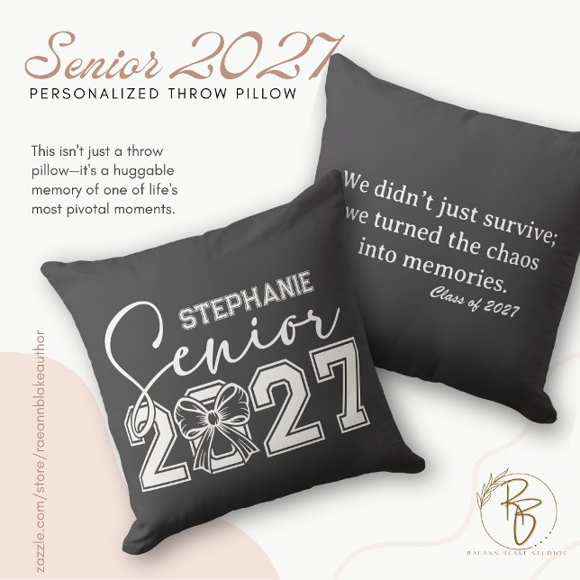 Personalized Senior Class of 2027 Quote Square  Throw Pillow (Creator Uploaded)