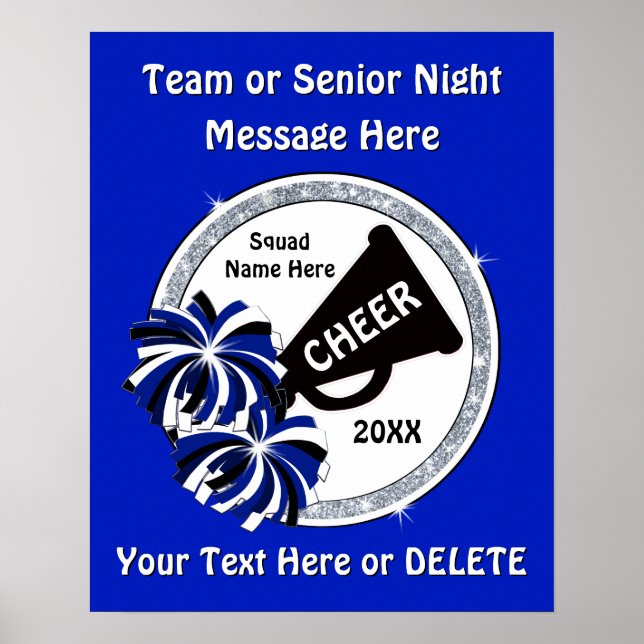 Personalized Senior Night Cheer Posters, Blue Poster (Front)