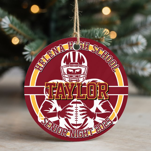 Personalized Senior Night Football High School Ceramic Ornament (Creator Uploaded)