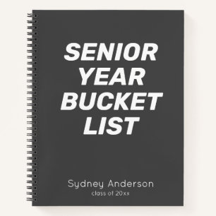 Personalized Senior Year Bucket List Black Grad Notebook