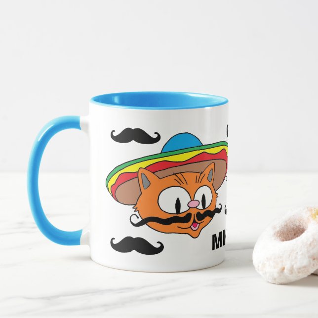 Personalized Senor Gato Handlebar Moustache Mug (With Donut)