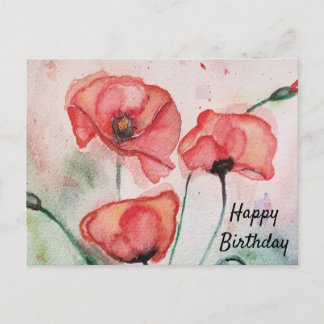 Personalized Sentiment Card Watercolor Poppy