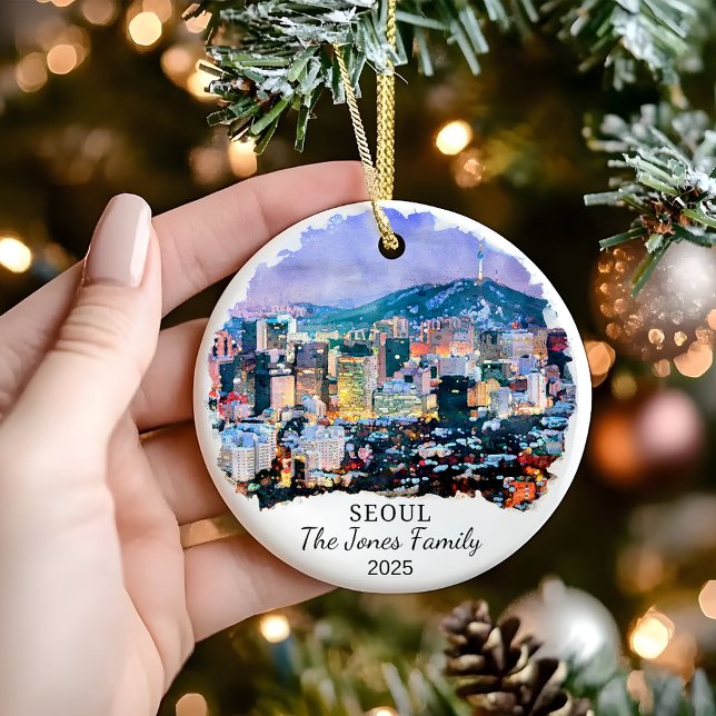 Personalized Seoul Ornament, South Korea Gift Ceramic Ornament (Creator Uploaded)