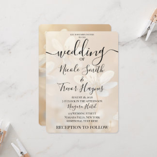 Personalized Sepia White Flowers Wedding Invitation