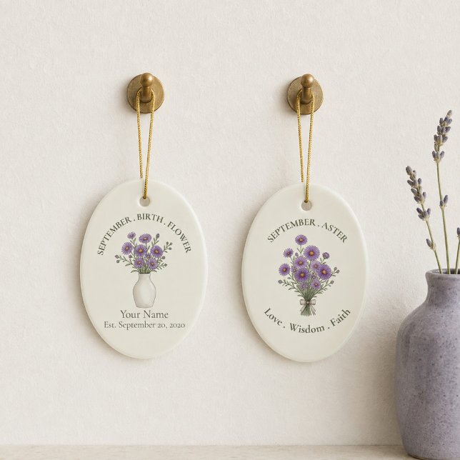 Personalized September Aster Ornament (Creator Uploaded)