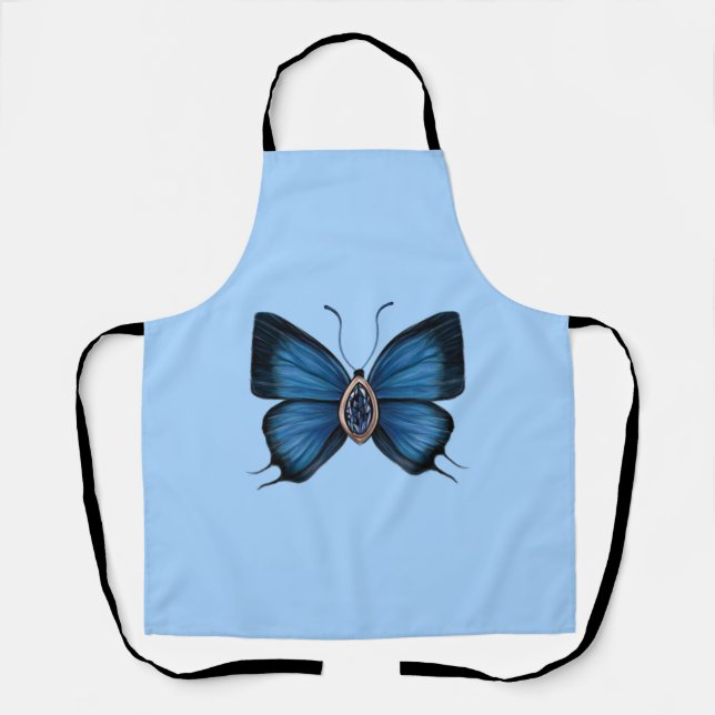 Personalized September Birth Blue Butterfly Apron (Front)