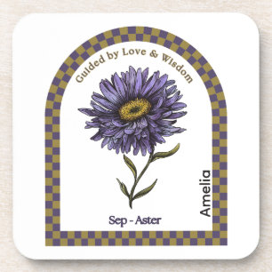 Personalized September Birth Month Flower Coaster