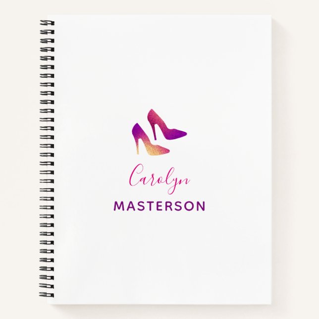 Personalized Sequin High Heel Fashionista Stylist Notebook (Front)