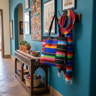 Personalized Serape stripe Tote Bag
