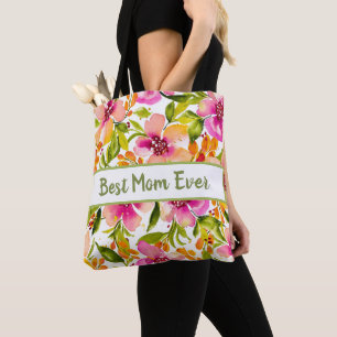 Personalized Serena Watercolor Floral Tote Bag