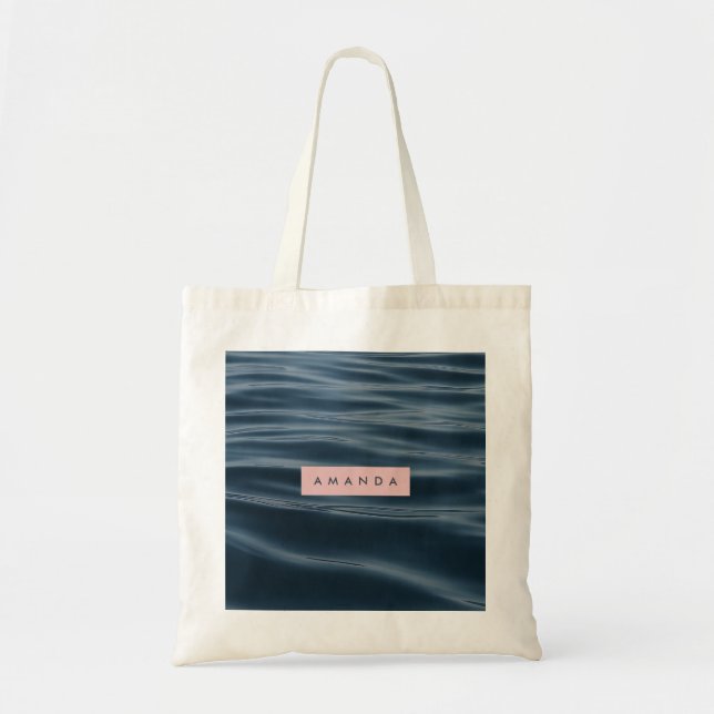 Personalized Serene Ocean Waves Design Tote Bag (Front)