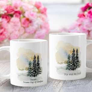 Personalized Serene Sip & Be Still Mug   Watercolo