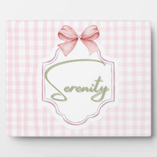 Personalized Serenity Baby Girl Nursery Bow Plaque