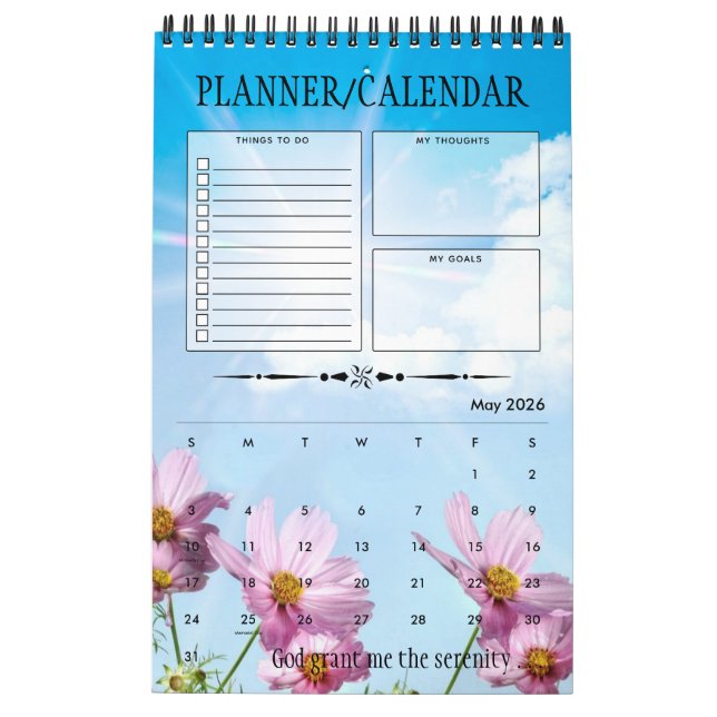 Personalized Serenity Prayer Recovery Gift Planner Calendar (May 2026)