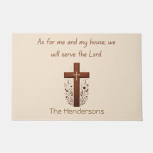 Personalized Serve the Lord and Cross Doormat