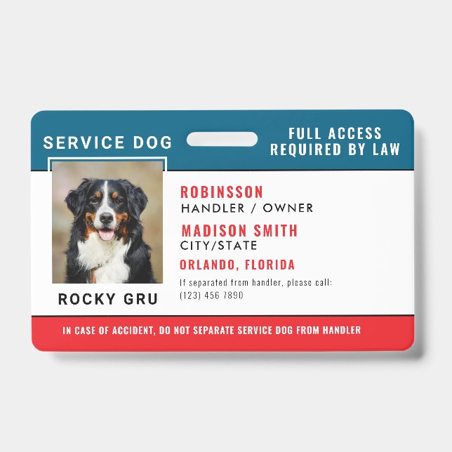 Personalized Service Dog Badge (Front)