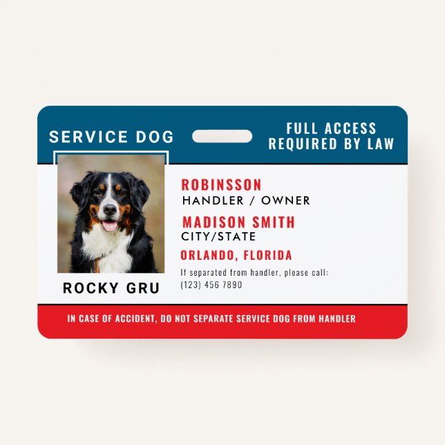 Personalized Service Dog Badge (Front)