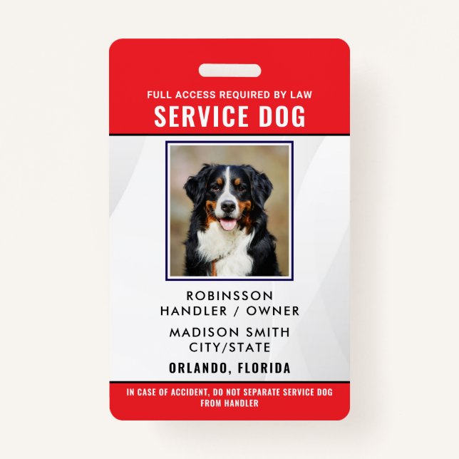 Personalized Service Dog Badge (Front)