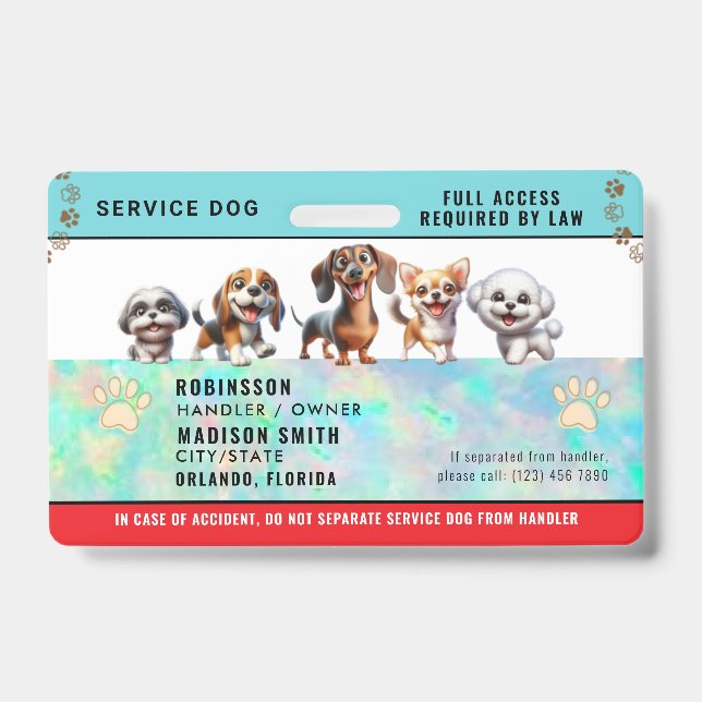 Personalized Service Dog Badge (Front)