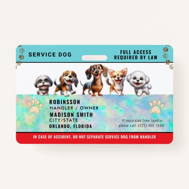 Personalized Service Dog Badge (Front)