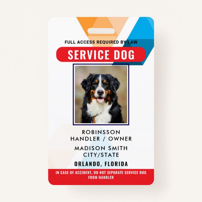 Personalized Service Dog Badge (Front)