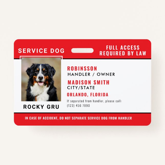 Personalized Service Dog Badge (Front)