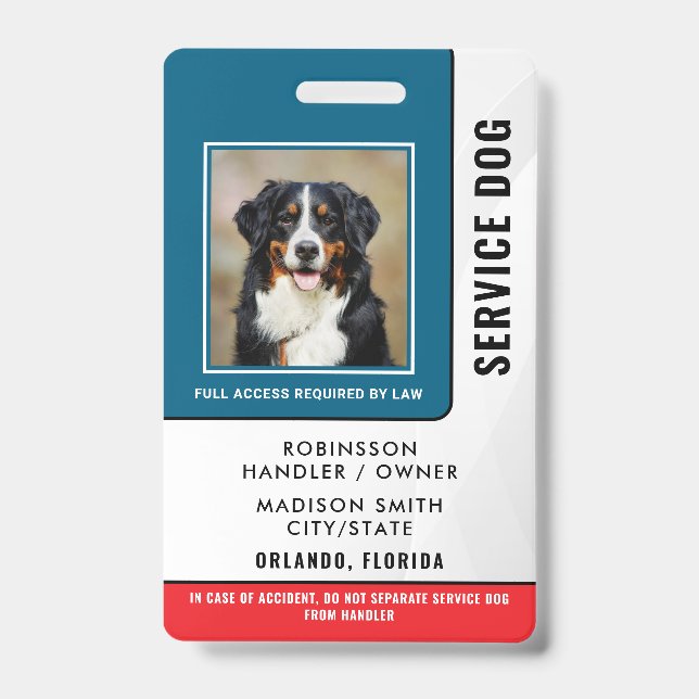 Personalized Service Dog Badge (Front)