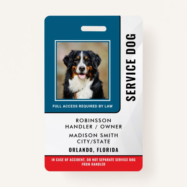 Personalized Service Dog Badge (Front)