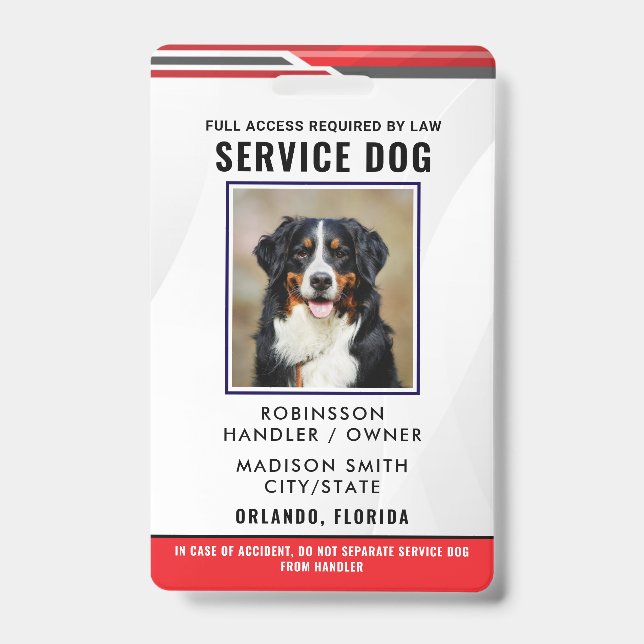 Personalized Service Dog Badge (Front)