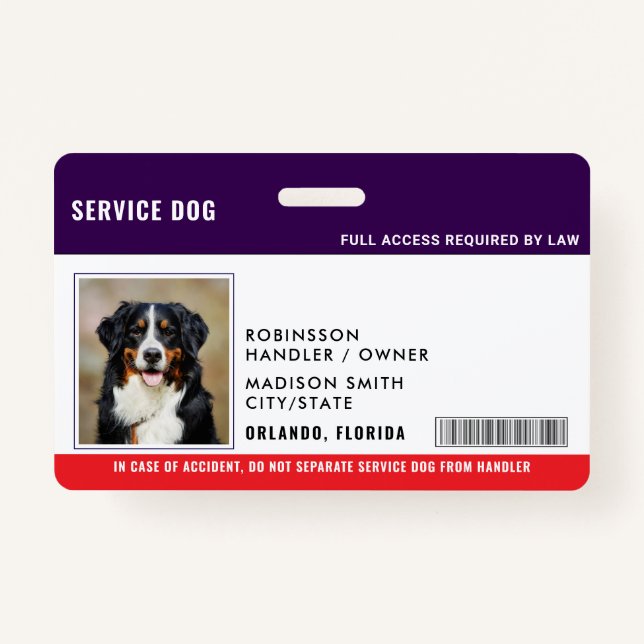 Personalized Service Dog Badge (Front)