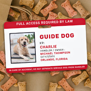 Personalized Service Dog Guide Dog Photo ID Badge