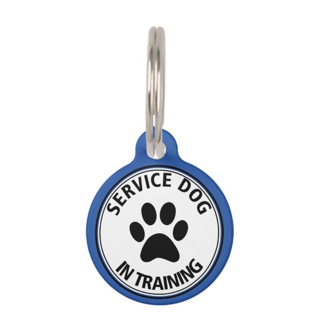 Personalized Service Dog In Training Blue Pet Tag (Front)