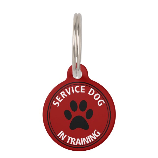 Personalized Service Dog In Training Red Pet Tag (Front)