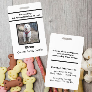 Personalized Service Dog Photo ID Modern Simple  Badge