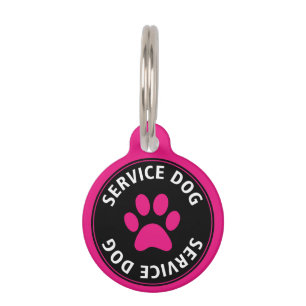 Personalized Service Dog Pink Pet Tag