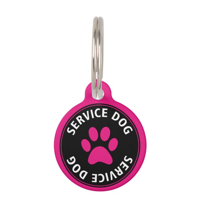 Personalized Service Dog Pink Pet Tag (Front)