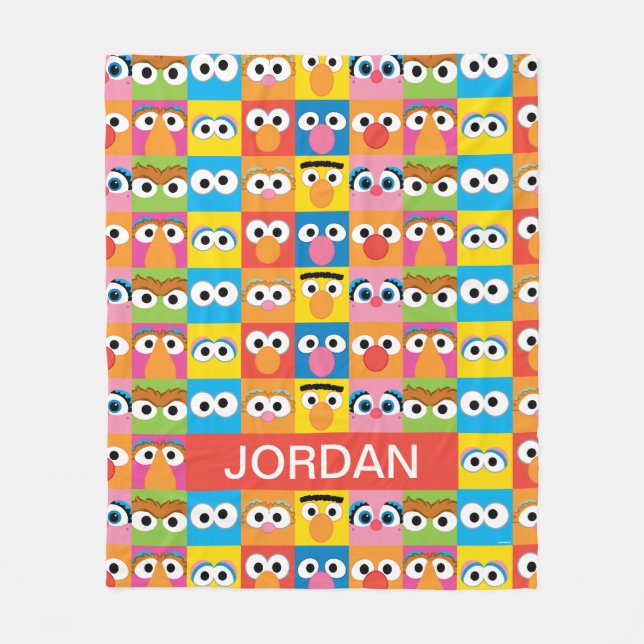 Personalized Sesame Street Character Eyes Pattern Fleece Blanket (Front)