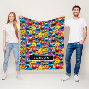 Personalized Sesame Street Crew Pattern Fleece Blanket