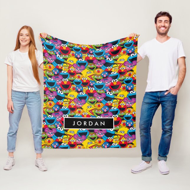 Personalized Sesame Street Crew Pattern Fleece Blanket (In Situ)