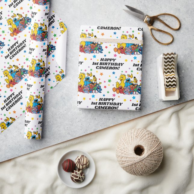 Personalized Sesame Street Pals Birthday  Wrapping Paper (Crafts)